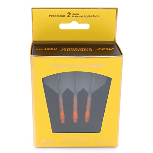 CUESOUL ROST T19 Integrated Dart Shaft and Flights Big Wing Shape Grey 28mm-Say Goodbye to Falling Dart Flight - color: with Orange Shaft