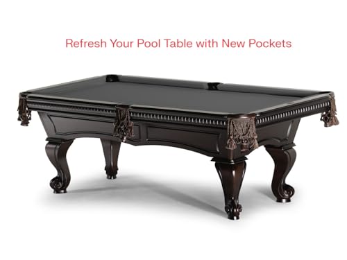 Joy's Billiard Pool Table Pockets, Leather Pool Table Pockets, Billiard Pockets, Made of Real Leather, with Fringe and Tassels, Dark Walnut Color, Set of 6