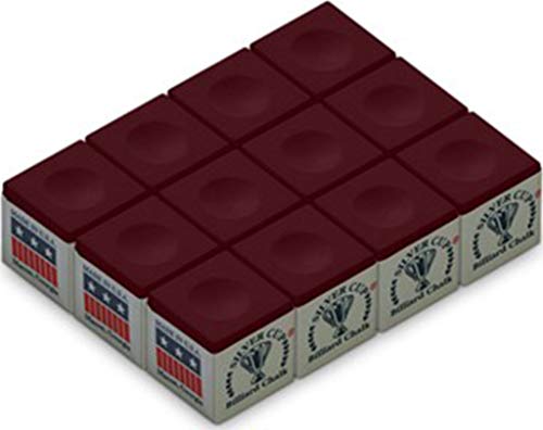 Silver Cup Billiard CHALK - ONE DOZEN - color: Wine
