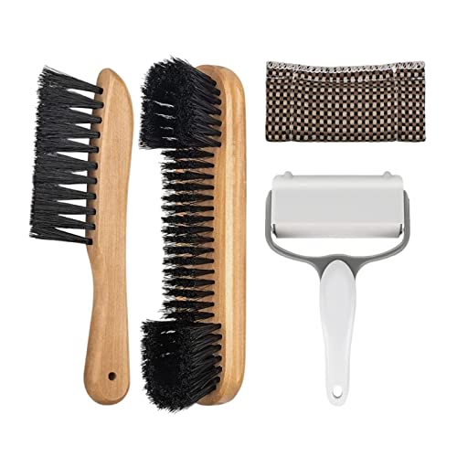 Billiards Table Cleaning Brush Set with Roller and Wooden Handle for Pool Table Maintenance- Brown 4PCS - color: Brown 4PCS