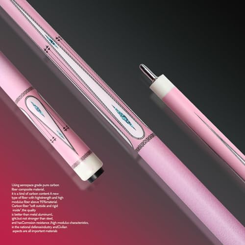 Carbon Fiber Pool Cue – 12.9mm, 14mm and 12.4mm, 2-Piece Billiard Cue Stick for Women/Men, Professional Break Cue for Snooker, 8-Ball, 9-Ball, Home & Club Use - color: Pink 2
