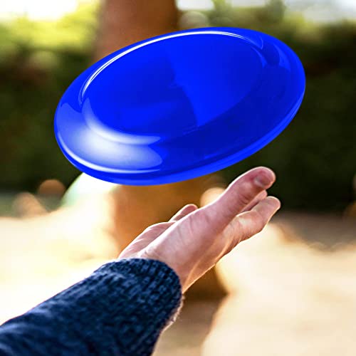 DISCOUNT PROMOS Frisbee Flying Discs in Bulk, 9.25 in. Fun Family Beach Game - color: - Custom - Reflex Blue, size: 100 flying discs