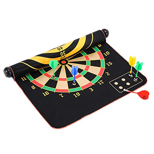 Magnetic Dart Board, Indoor Outdoor Dart Games for Kids with 12pcs Magnetic Darts, Safety Toy Games, Rollup Double Sided Board Game Set for Gifts