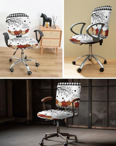 Savannan Office Chair Cover, Fall Thanksgiving Pumpkin Leaves Protective Stretch Elastic Universal Cover for Desk Task Chair,Computer Rotating Chair 1 Pcs Colorful Buffalo Check