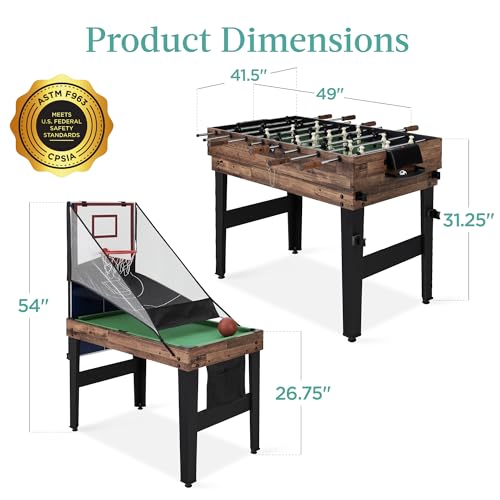 Best Choice Products Combo Game Table Set for Home, Game Room, Friends & Family w/Ping Pong, Foosball, Basketball, Air Hockey, Archery, Chess, Checkers, Shuffleboard, Bowling - color: Walnut