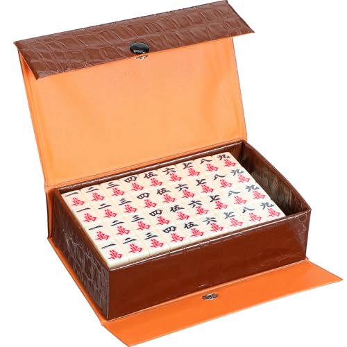 Mini Mahjong Tile Set, Traditional Chinese Mahjong Kit Portable Travel Game with 20mm 146 Tiles and Carrying Case for Adult Beginner Players and Elderly, Family Gatherings Party Entertainment