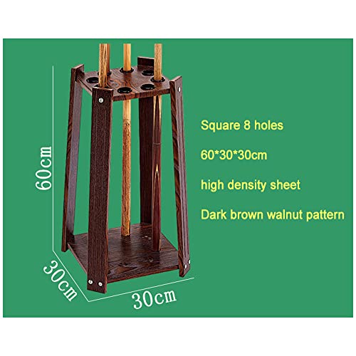 8 Holes/9 Holes/12 Holes Freestanding Pool Cue Rack Floor Stand -Billiard Cue Racks Holder Angle,Ball Floor Rack-Dark Brown||Square 8 Holes (60 * 30 * 30cm) - color: B-dark Brown