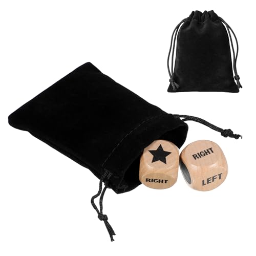 6 Pcs Left Right Center Game Dice 1 Inch Wooden Dice with Drawstring Bag Convenient Easy to Store Carry Around Set Accessorie for Family Travel Indoor Outdoor