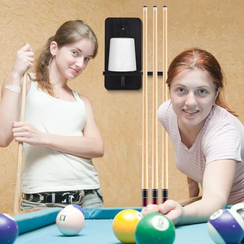 Geelin Wall Mounted Cone Chalk Holder, Wood Pool Hand Chalk Holder with 5 Cue Grooves, Billiards Pool Table Accessories, Billiard Room & Bar(Black,Classic Style) - color: Black, style: Classic Style