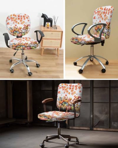 Savannan Office Chair Cover, Ombre Pumpkin Thanksgiving Leaf Protective Stretch Elastic Universal Cover for Desk Task Chair,Computer Rotating Chair 1 Pcs Maple Leaves Retro Board