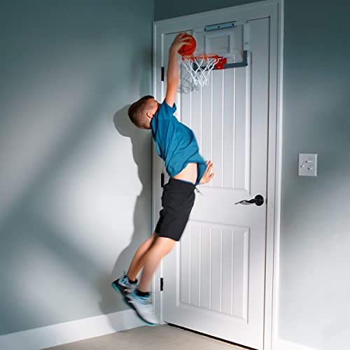Spalding Mini Indoor Basketball Hoop with Ball, Over the Door Mount, Durable Backboard & Breakaway Rim