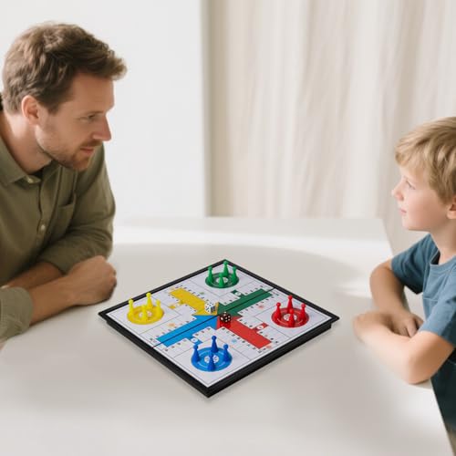 Ludo Board Game - Magnetic Folding Travel Set, Suitable for Adults and Kids, Easy to Carry, 9.78 inches in Size