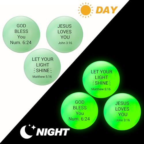 Soulchen 24 Pcs Christian Glow in The Dark Table Tennis 40mm Jesus Bible Verse Balls Bulk Luminous Neon Ball Christian Gifts for Holiday Halloween Party Favor Church Activities, Basket Filler