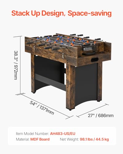 VEVOR 3-in-1/4-in-1 Combo Game Table Set, 48"/54" Air Hockey, Ping Pong & Foosball Combo, with Pucks & Pushers, Multi Combination Table for Family Game Room or Office - style: 3-in-1