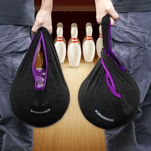 Mangrove Bowling Ball Polisher, Microfiber Bowling Towel See-Saw for Bowlers, Large Washable Bowling Shammy Seesaw, Ball Cleaner Holder Bag - color: Purple