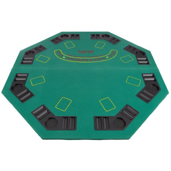 Folding Poker Table Top – 48-Inch Solid Wood Topper – Space for 8 Players – Blackjack Table with Built-in Cupholders and Chip Trays by Trademark Poker