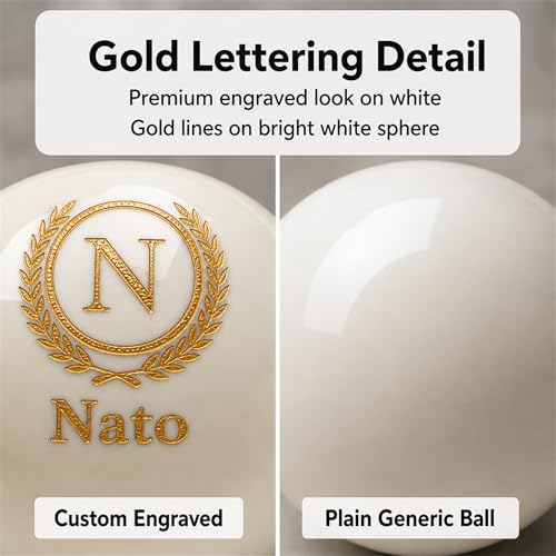 Custom Personalized Pool Ball Laser Engraved Billiard Ball Gift 2.25 Inch Standard Size Polyester Resin Desk Display Optional Ball Stand Add-On White - color: White / Gold Lettering