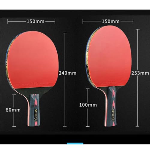 2pcs 5 Star Carbon Fiber Table Tennis Racket Double Pimples-in Pingpong Paddle Set for Teenagers Professional Training with Horizontal Grip, Portable Indoor Outdoor Sports