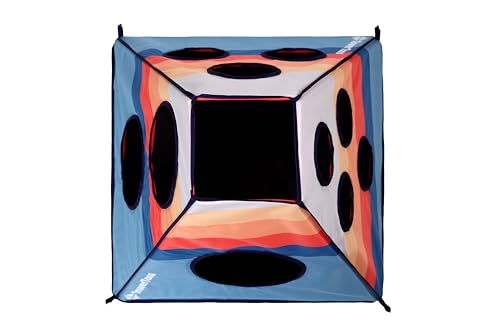 360° Portable Outdoor Toss Game, 4 Sided Folding Tower with 8 Bean Bags & Carry Case, Family Friendly Lawn Game for Beach, Tailgating & Backyard Fun - Ages 8+, 2-4 Players