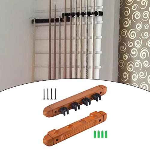 Pool Cue Rack Claw, Billiard Cue Rest, Wooden Storage Stand, Wall Mounted 4 Pool Billiard Rods Holder, Wall Rack with 4 Cue Clips for Game Room - color: Yellow