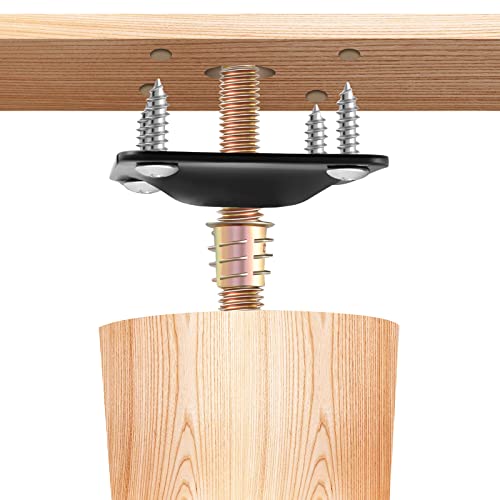 Leg Mounting Plates, 4 Sets Furniture Leg Attachment Plates, 5/16"(M8) Industrial Grade Flat Mounting T-Plates with Hanger Bolts, Screws, Strengthen Weak Furniture Repair Damaged Sofa Couch Seat - color: Black