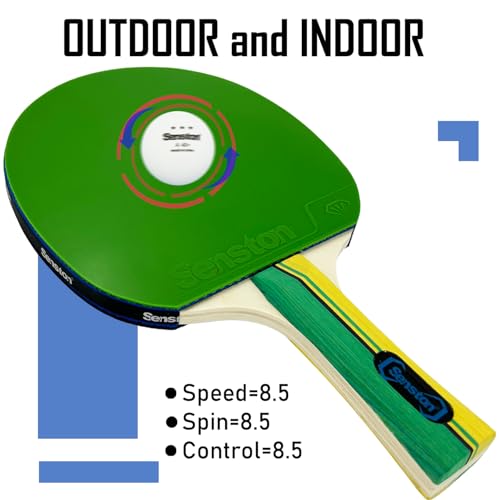 Senston Ping Pong Paddles Family Entertainment Set for Entertainment or Competition - Ping Pong Paddle Set - color: Green