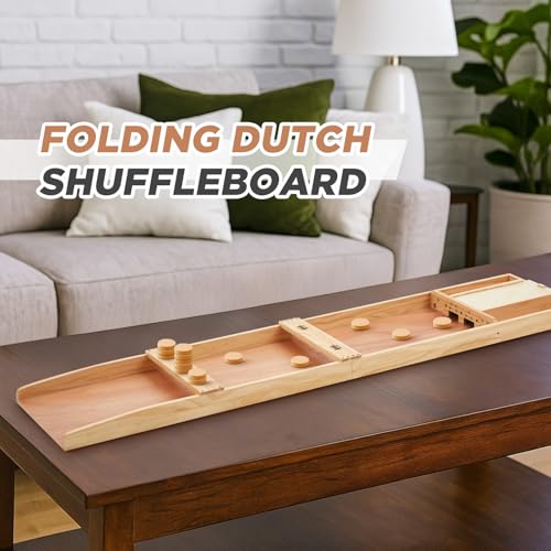 CroBlissful Folding Dutch Shuffleboard Wooden Dutch Shuffleboard with Accessories, 79" L x 16" w x 2" h