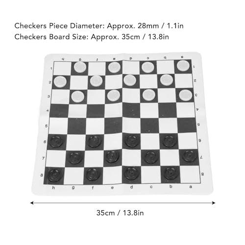 Outdoor Checkers, Folding PU Leather Camping Games Checkers Set with 24 Pieces for Kids Adults Family Picnics Parties Lawn BBQ (Black) - color: Black