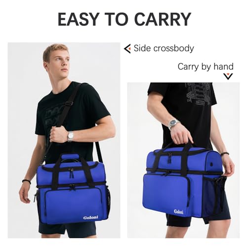 Goloni 2 Balls Bowling Bag with Ball Holder - Fits Bowling Shoes Up to Mens Size 16 and Accessories - color: Blue