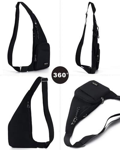 Seoky Rop Sling Bag for Men Women Slim Personal Purse Pocket Small Anti-Thief Crossbody Chest Bag for Travel Hiking Black - color: 01-black