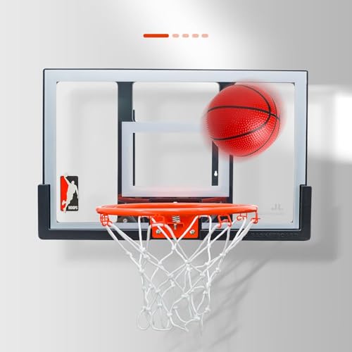 Efficraft Mini Basketball Hoop, Adjustable Indoor Wall Mount, Silent Ball | 7 Level Adjustable Height, Quiet&Bounce Dual Ball Set, Shatter Resistant pc Backboard, Spring Metal Rim, Metal Bracket - color: White, size: Small