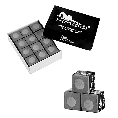 HMQQ Pool Cue Chalk – 12 Pack Billiard Chalk, Low Dust & Anti-Slip Cue Chalk for Smooth, Accurate Shots – 6 Colors Available for Pool Lovers, Home Tables & Clubs - color: Gray