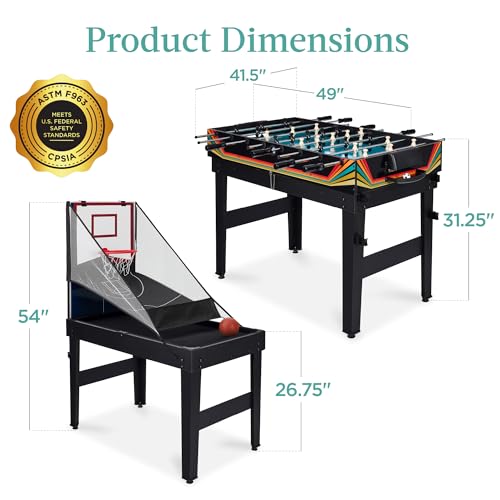 Best Choice Products Combo Game Table Set for Home, Game Room, Friends & Family w/Ping Pong, Foosball, Basketball, Air Hockey, Archery, Chess, Checkers, Shuffleboard, Bowling - color: Arcade