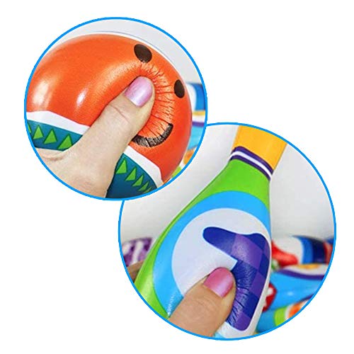 Kids Bowling Set Toddler Indoor Active Play Game Educational Toys 10 Soft Foam Pins & 2 Balls Developmental Toys Sport Gift for Boys Girls Age 3+