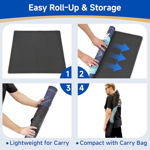 Mahjong Mat 2025 Upgraded No-Crease & No Odor Design, 32.3 Inch with Waterproof Velvet, Non-Slip PU Silicone, Lightweight for Noise Reduction, Includes Printed Rules for Tiles and Cards (Ocean-Blue) - color: Ocean-blue