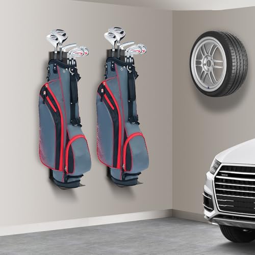 Wall Mount Golf Bag Storage Stand Organizer Rack for Garage, Air Spring Sliding System Single Golf Bag Holder for Wall, Golf Storage Organizer for Golfing Clubs, Home, Basement