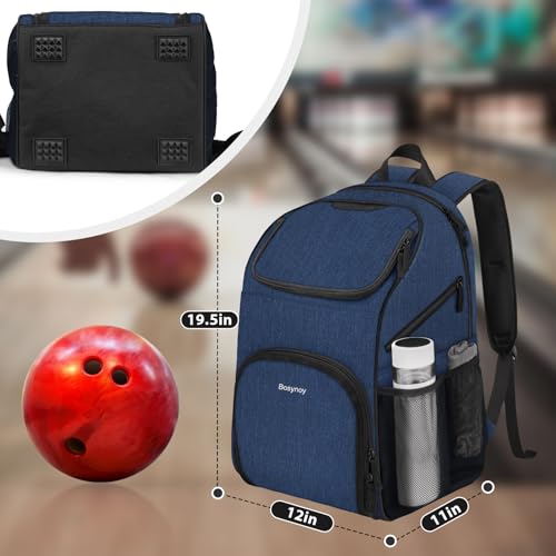 Bosynoy Bowling Backpack, Bowling Ball Bag Totes for Single Ball with Shoe Compartment & Foam Padded, Fits Shoes Up to US Mens Size 16, Grey - color: Blue