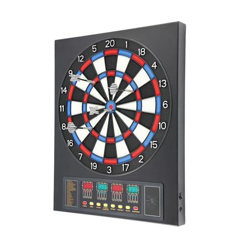 Electronic Dart Board Cabinet Set, Electric Dartboard with 12 Darts & 100 Dart Heads, LED Display, 27 Games and 243 Variations Dartboard Set for Game Rooms, Pubs, Club