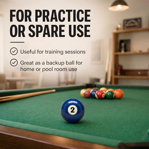 KONLLEN Single Replacement Pool Ball – 2-1/4" Regulation Size & Weight Billiard Ball Made of Phenolic Resin (Choose 1–15 or Cue Ball) - color: #2