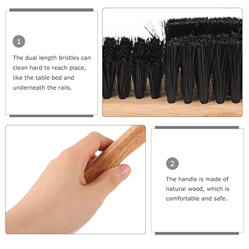 BESPORTBLE Wood Cleaner 2Pcs Pool Table Clean Wooden Pool Table Cleaning Tool Billiard Pool Table Rail Brush Wooden Handle Nylon Bristles Set 9Inch Horse Brush