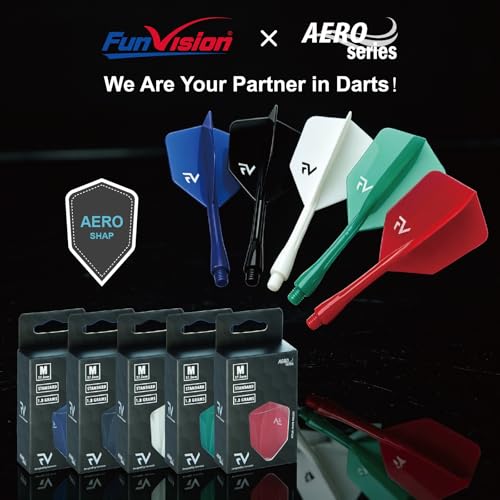 FunVision Aero Darts Flight and Shaft, Integrated Flight & Shaft System, Professional 2-in-1 Molded Darts Wings Accessories(3PCs ) - color: Blue