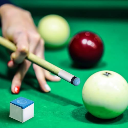Junkin 24 Pool Cue Chalks and 24 Billiard Cue Tips Replacement Kit with Ferrules Blue Chalk Pool Table Accessories for Table Chalk Cubes Screw on Billiard Tip for Home Tournament Use