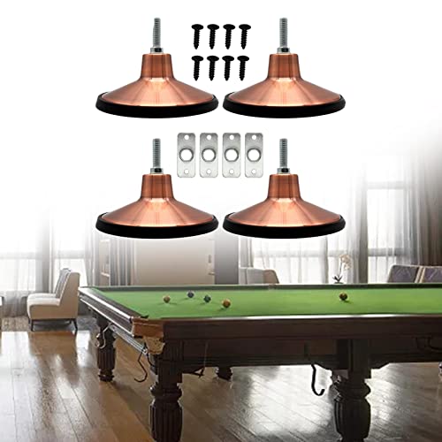 4PCS Pool Table Leg Levelers, Adjustable Table Leveling Feet with Mounting Plates and Screws, Game Table Height Raisers Replacement Parts for Pool Table, Foosball, Air Hockey and Ping Pong Table