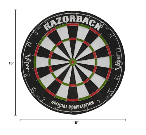Viper Razorback WDF Accredited, Official Competition Bristle Steel Tip Dartboard Set with Staple-Free Razor Thin Spider Wire Self-Healing