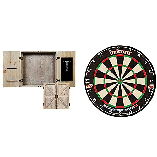 Unicorn American Legend Barnwood Dartboard Cabinet Eclipse Pro2 Dartboard