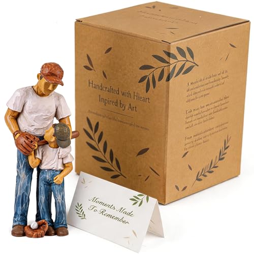 AIDLNS Father and Son Figurines, Dad and Son Play Baseball Hand-Painted Figures Gifts, for Dad Boys, Family Sculpture for Shelf Decor Desktop Home Decoration