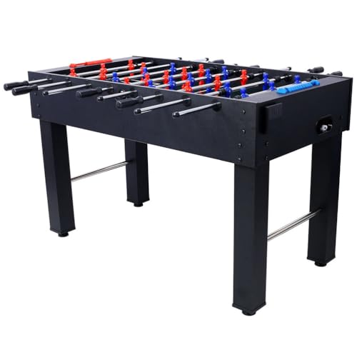54 Inch Full Size Foosball Table for Adults, Regulation Soccer Game Table with Steel Rods, Non-Slip Handles, Cup Holder, 4 Balls Included, Indoor Foosball Table for Home Game Room Office