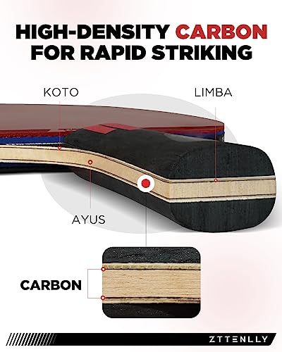 Ping Pong Paddle with Carbon Technology | Performance-Series,7-ply Finest Blade, Expert Speed/Edge/Balance, Thicker Protector Case | Table Tennis Racket for Professional - color: 1-Pack, style: Speed