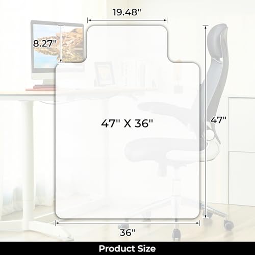 Office Chair Mat for Hard Wood Floors 36"x47" Heavy Duty Floor Protector Easy Clean - size: 47" x 36" Rectangle (1pc)