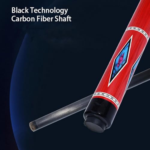 Carbon Fiber Pool Cue – 12.9mm, 14mm and 12.4mm, 2-Piece Billiard Cue Stick for Women/Men, Professional Break Cue for Snooker, 8-Ball, 9-Ball, Home & Club Use - color: Red 1